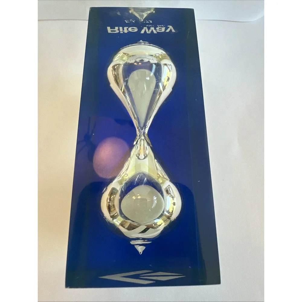 Vintage MCM Blue Lucite Acrylic Hourglass Paperweight Sand Timer Block Art